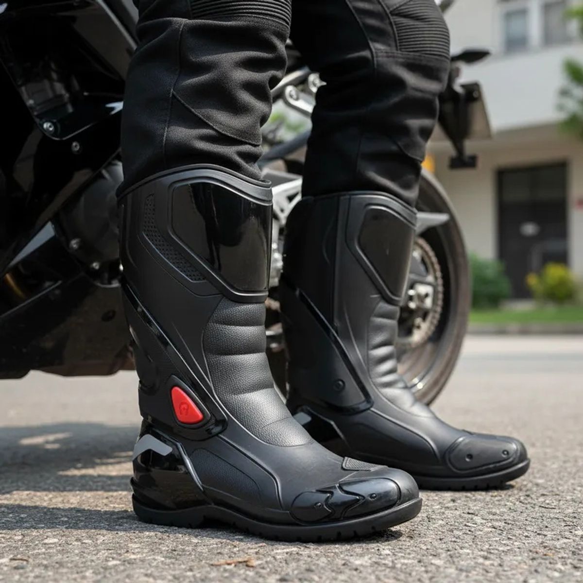 VENUS - Botas De Caucho Para Motociclista Color Negro Ref Racing Vmr