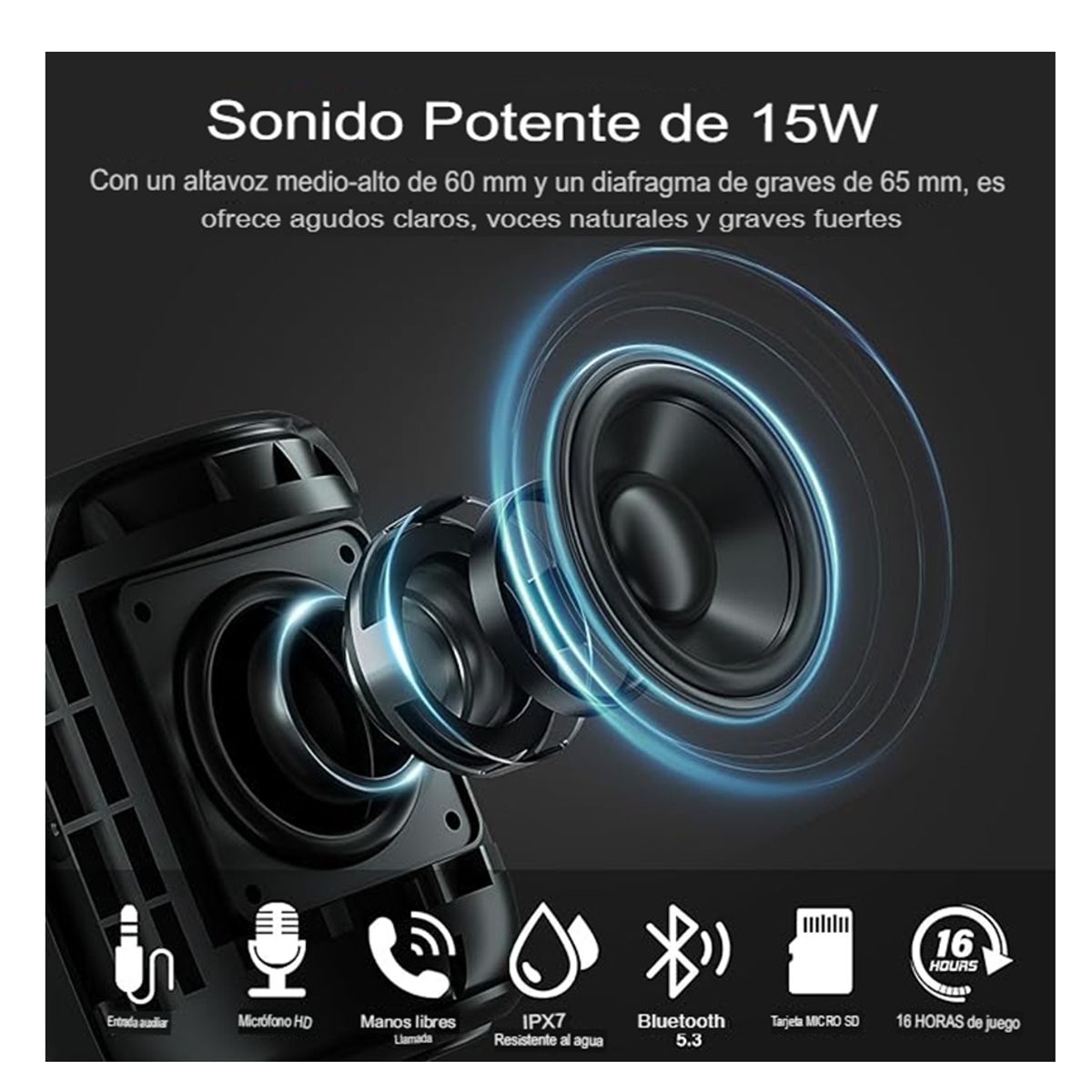 GENERICO - Parlante Impermeable Ipx7 Ohayo Bluetooth 5.3 Sonido Portatil