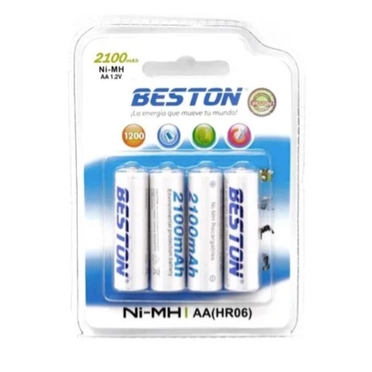 BESTON - Pack De Pilas Recargables AA Beston Alta Duración X4 Unidades