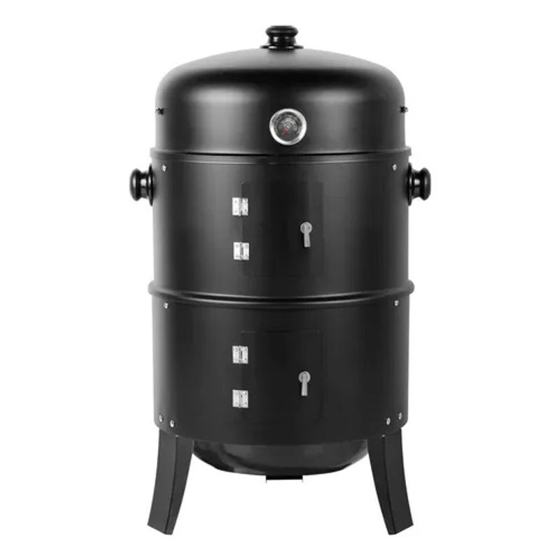 INNOVA - Asador Barril Portátil 3 En 1. Ahumador, Parrilla Y Brasero Negro
