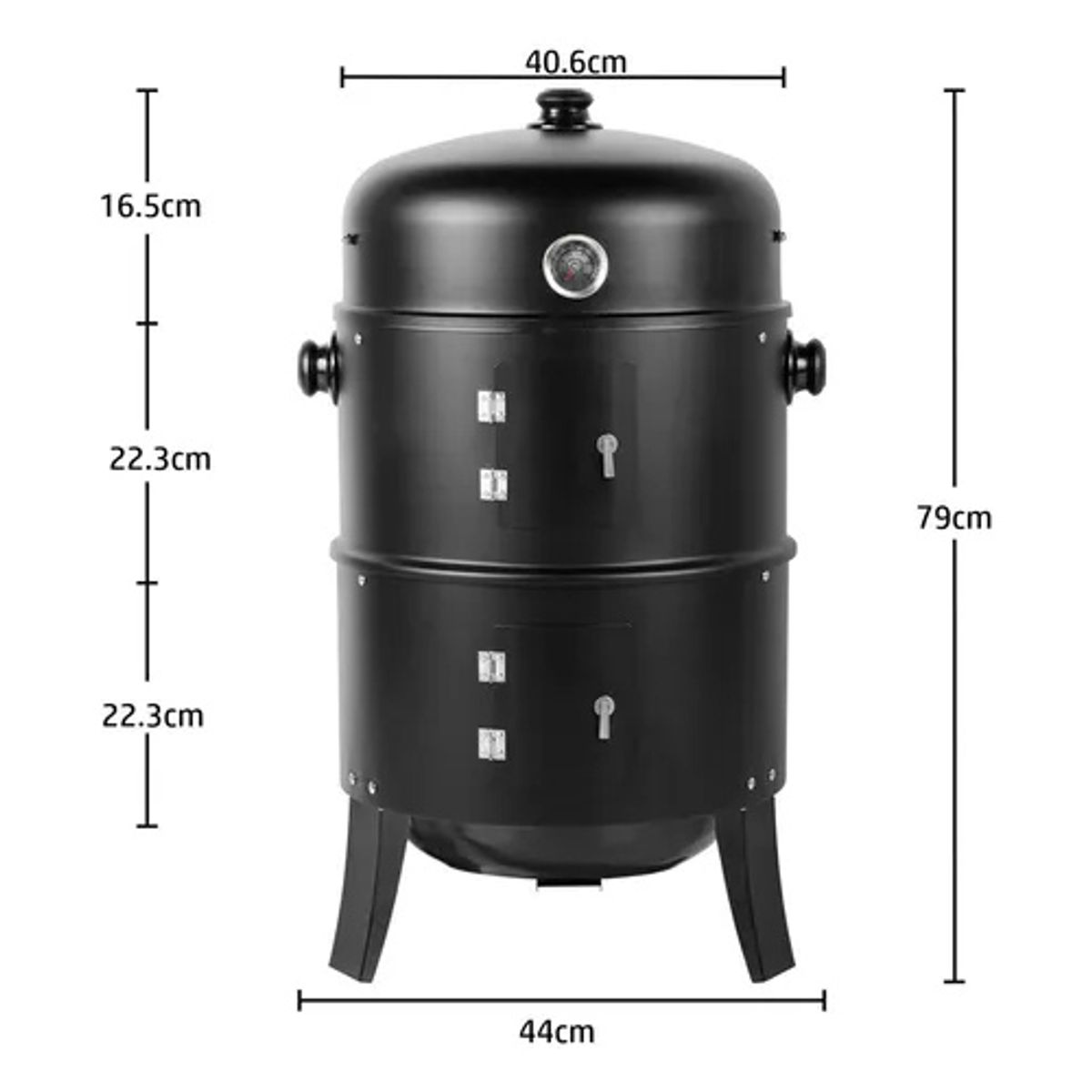 INNOVA - Asador Barril Portátil 3 En 1. Ahumador, Parrilla Y Brasero Negro
