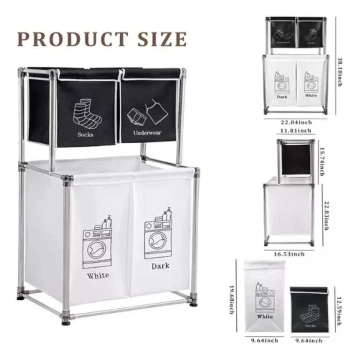 GENERICO - Cesta Canasta Ropa Sucia 4 Divisiones Organizador Lavanderia