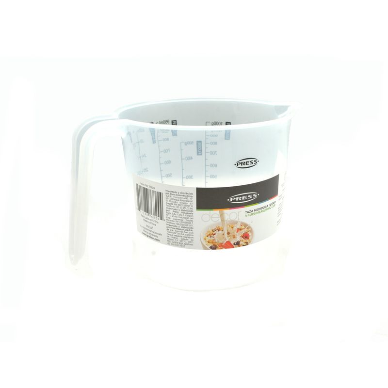 PRESS - Taza Jarra Plastica Medidora 1 Litro 950 ML PRESS 76824 Traslucido