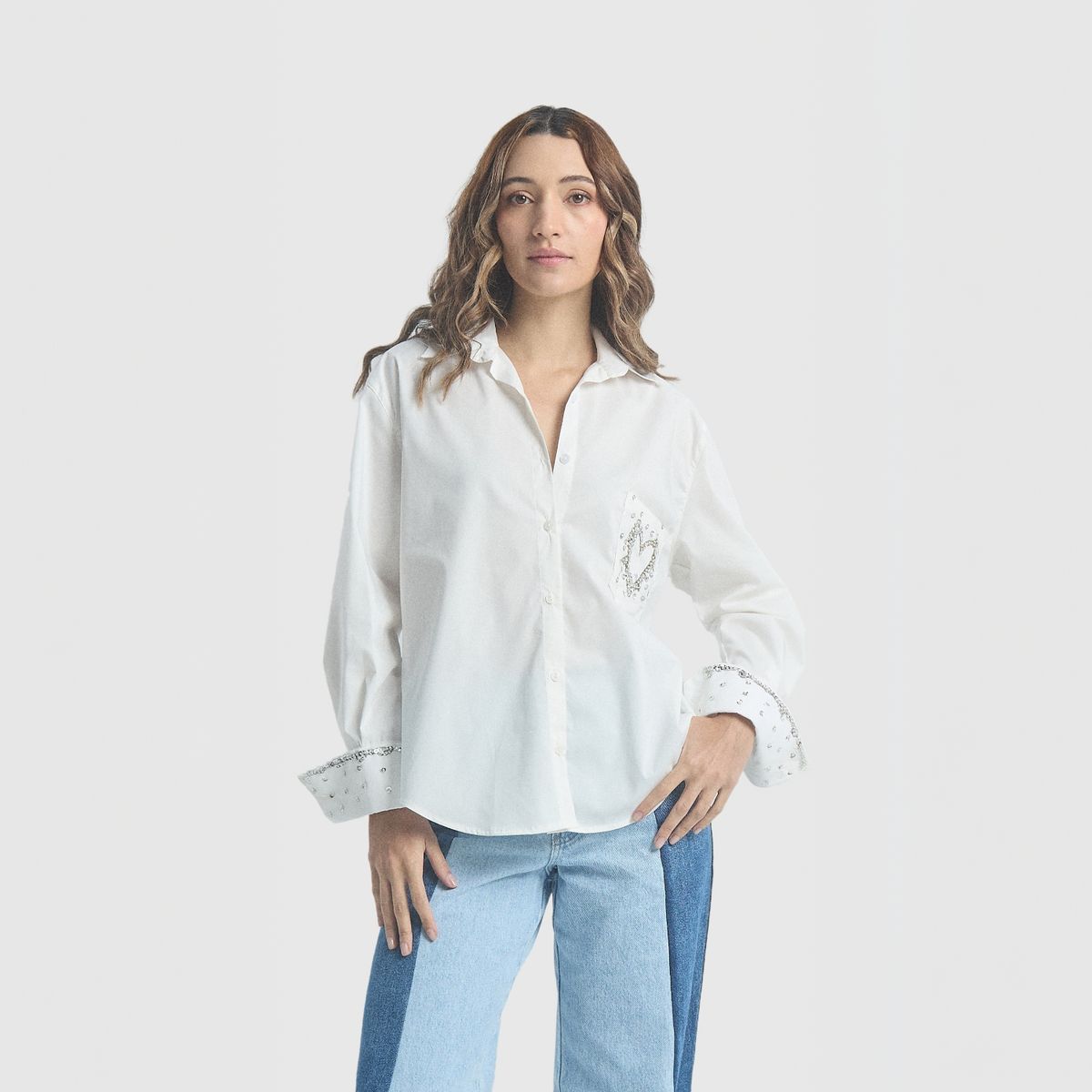 JULIANA SANCHEZ - Camisa Brilla Corazón - Marfil