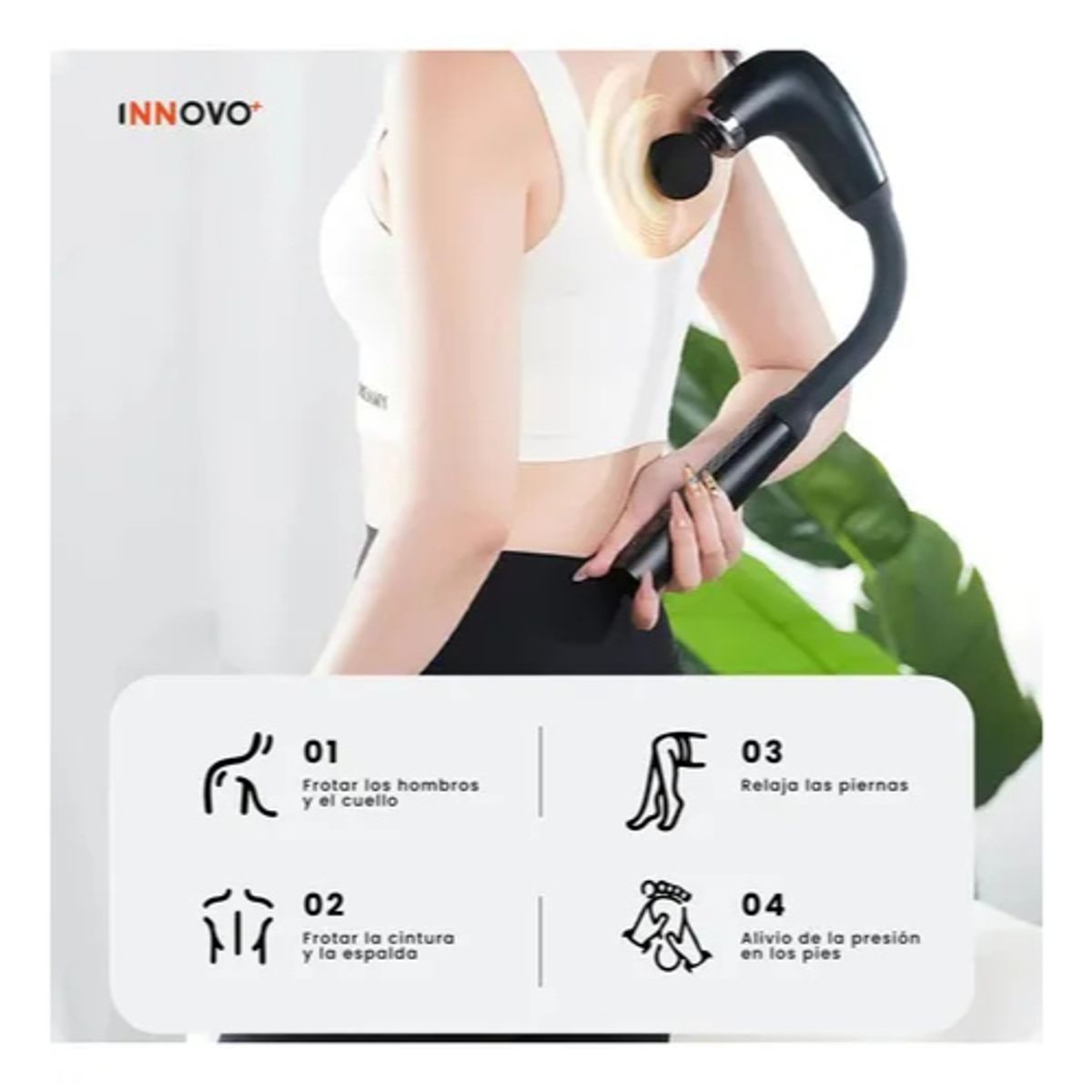 INNOVA - Masajeador De Espalda Recargable Con Percusión Alivio Profundo