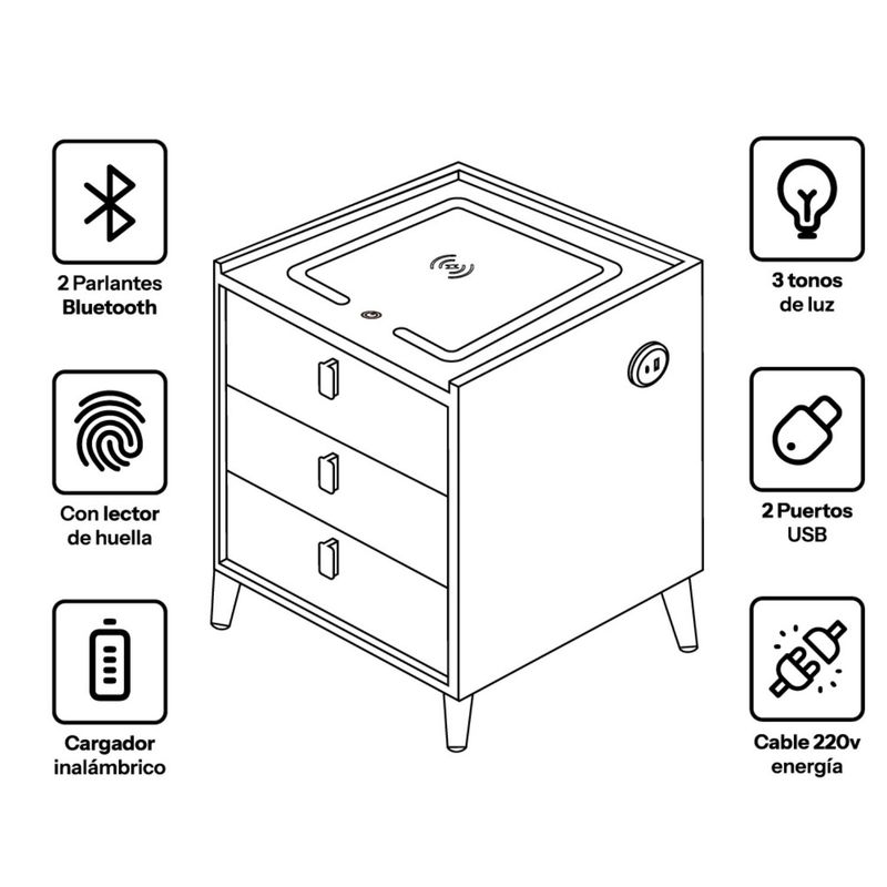 GENERICO - MESA DE NOCHE SMART BLANCO