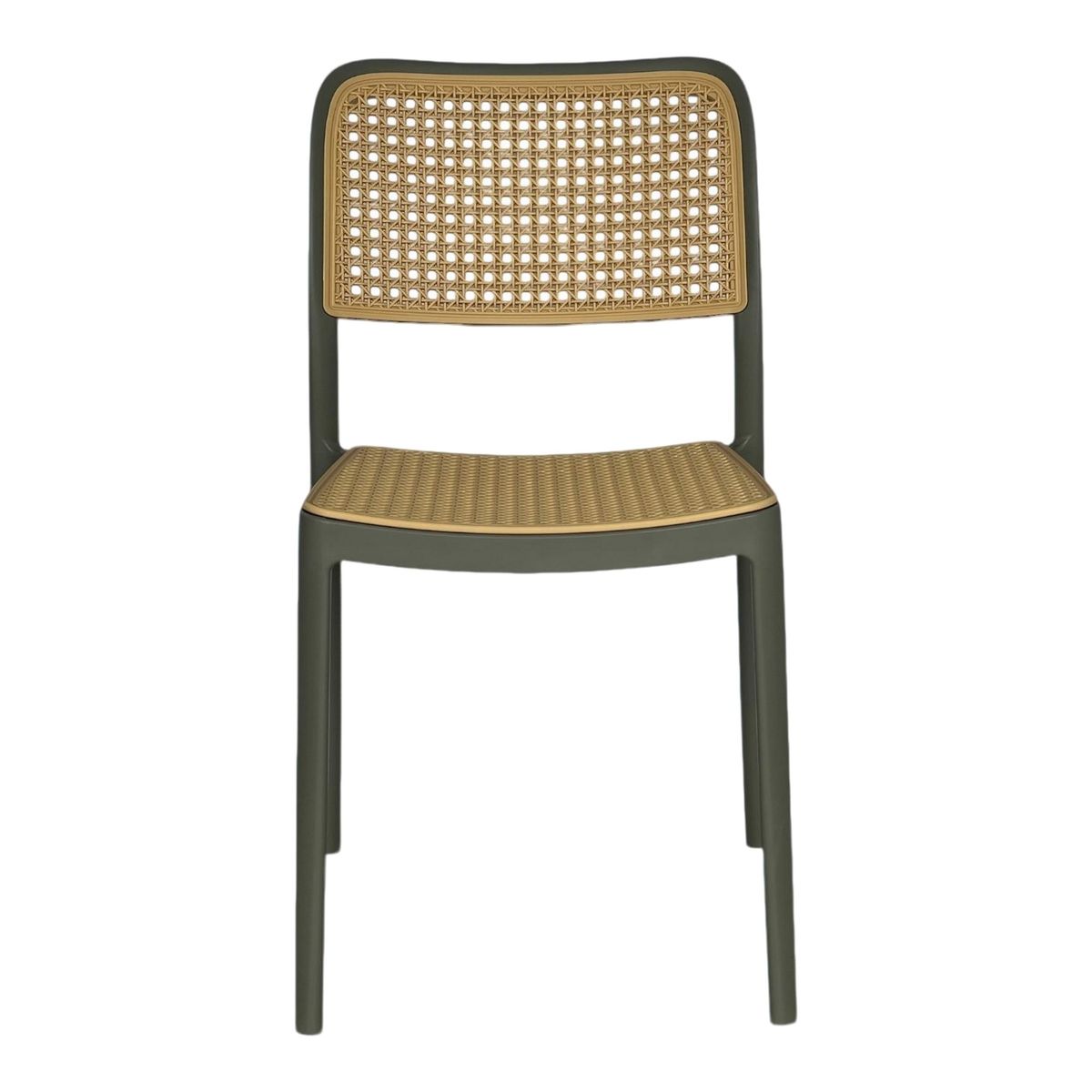 GENERICO - Silla Solea En Polipropileno Cuadrada Tipo Mimbre Base Gris Oscuro