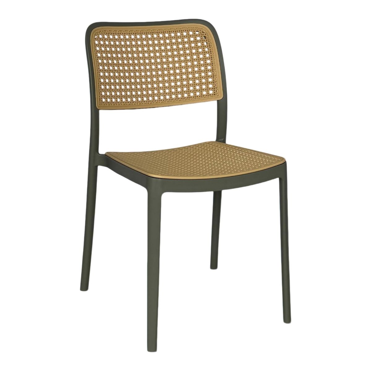 GENERICO - Silla Solea En Polipropileno Cuadrada Tipo Mimbre Base Gris Oscuro