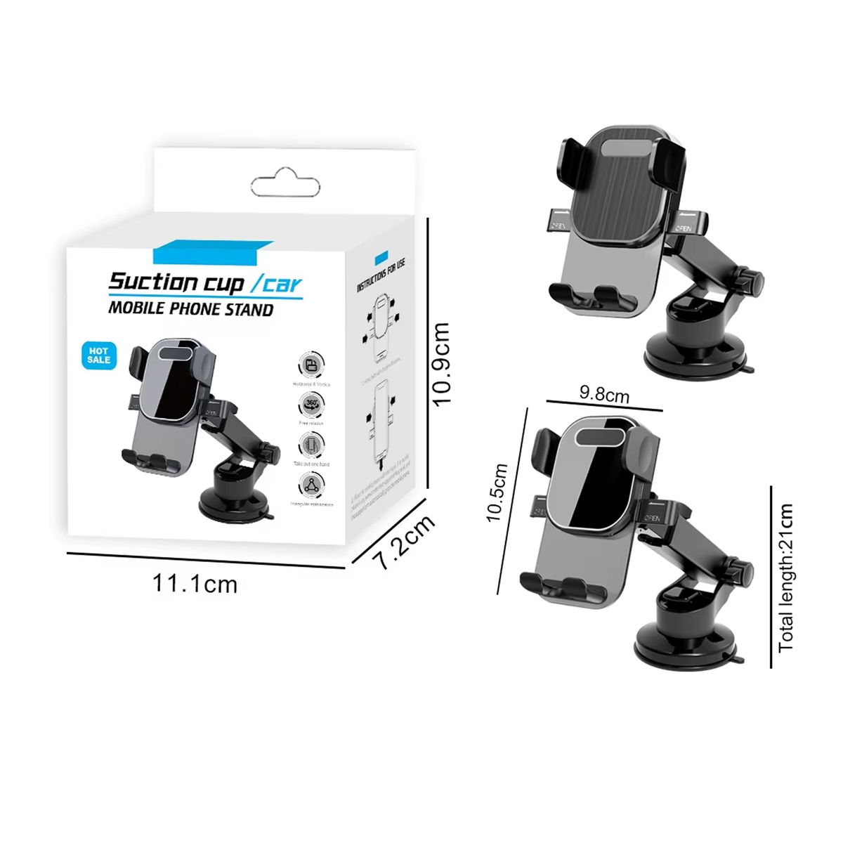 GENERICO - Soporte Celular Carro Tablero Vidrio Chupa Holder 91 A