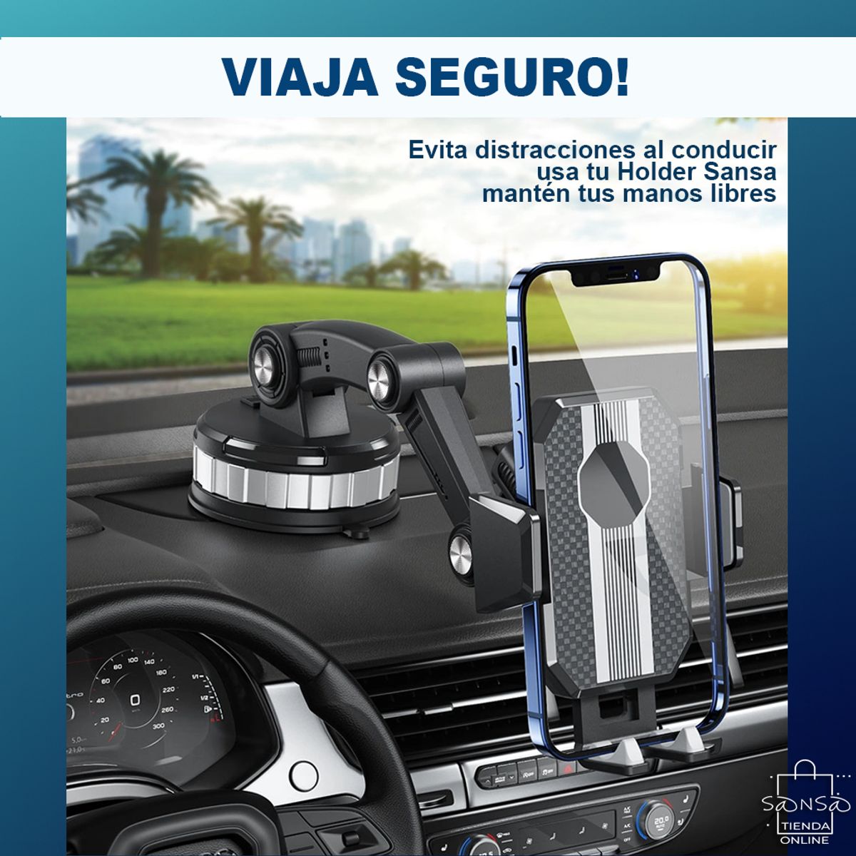 GENERICO - Soporte Celular para Carro Holder Chupa Tablero Vidrio Ventosa