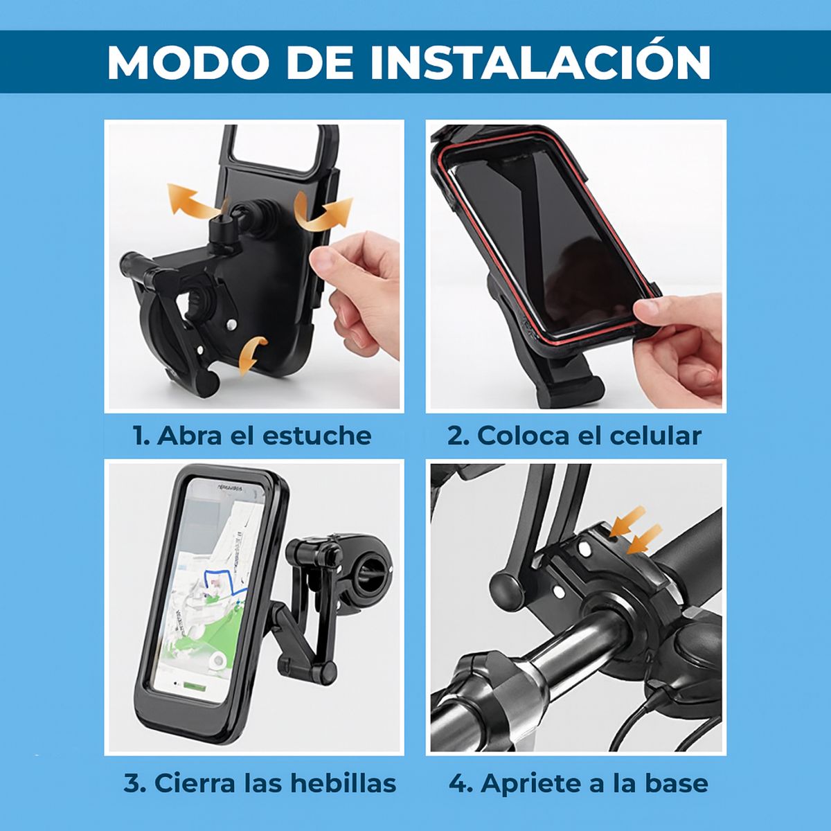 GENERICO - Soporte Holder Celular Moto Impermeable Estuche Bicicleta