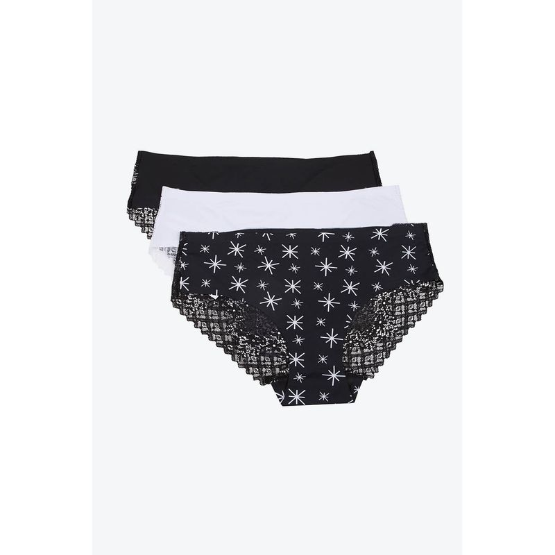 LILI PINK - Panty tipo hipster en microfibra y encaje paquete x3