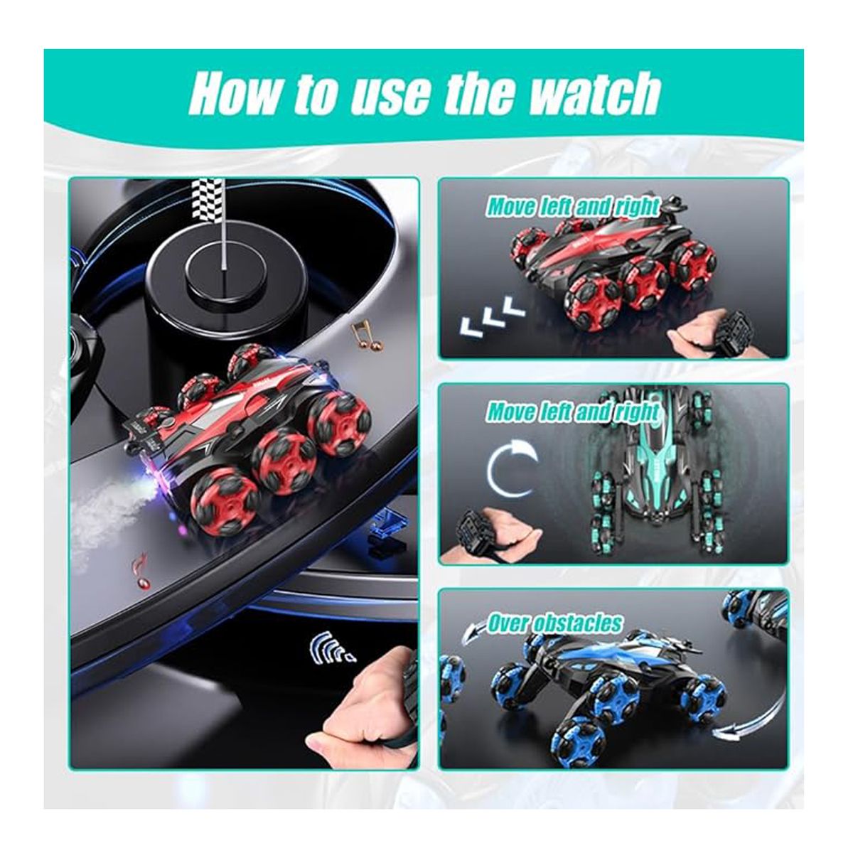 GENERICO - Carro Control Remoto Manilla 6 Llantas Humo Luces Acrobatico