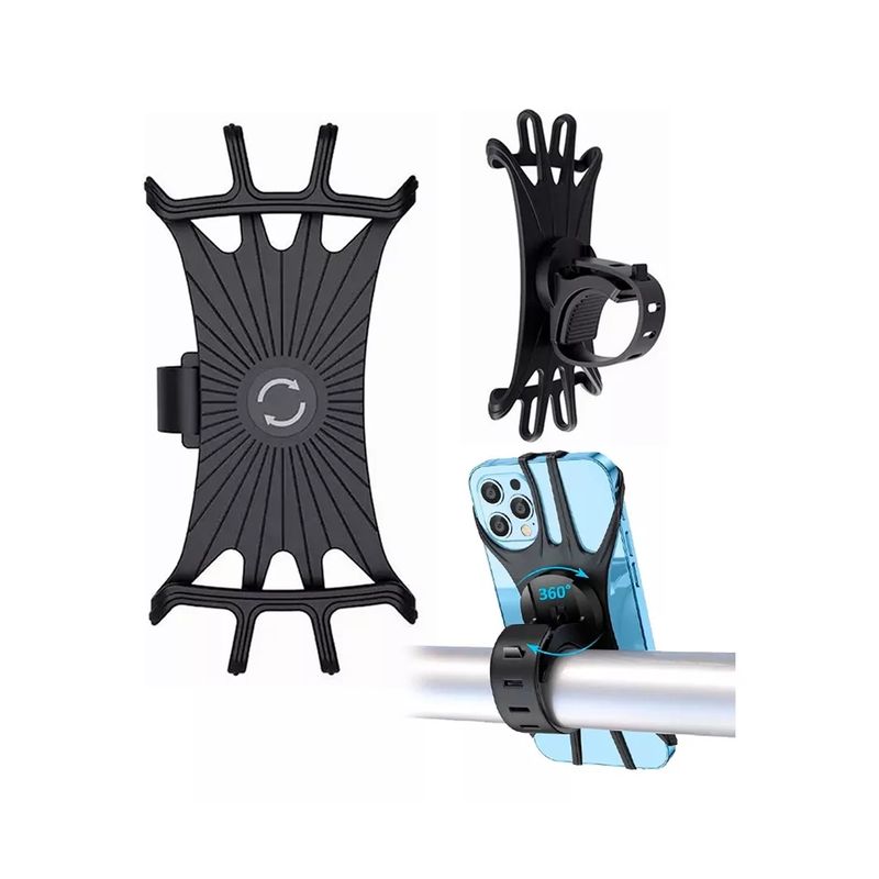 GENERICO - Soporte Universal para Celular MotoBici y Patineta Goma Flexible