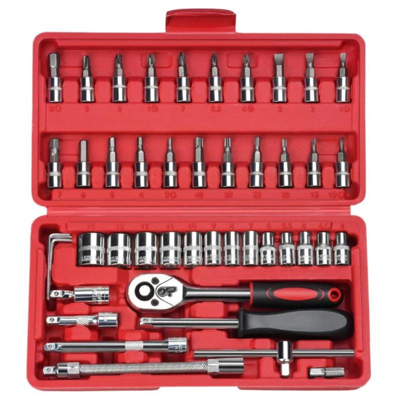 GENERICO - Kit De Herramientas 46 Piezas Llaves De Vaso Para Reparaciones