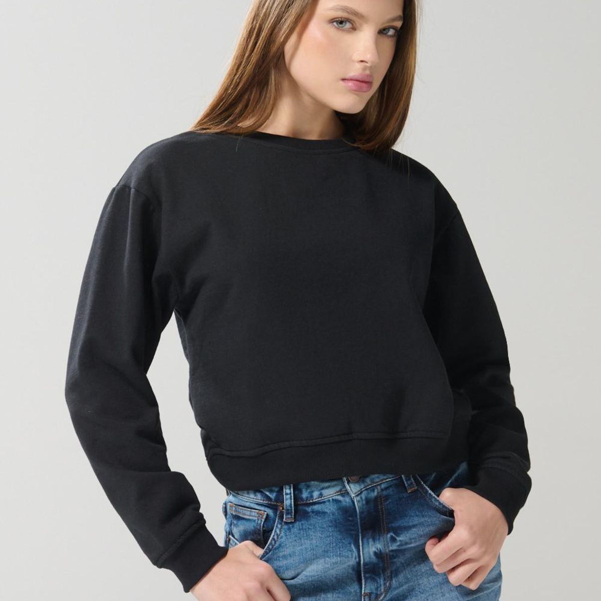 KOAJ - KOAJ Buzo cuello redondo con hombro rodado unicolor Mujer