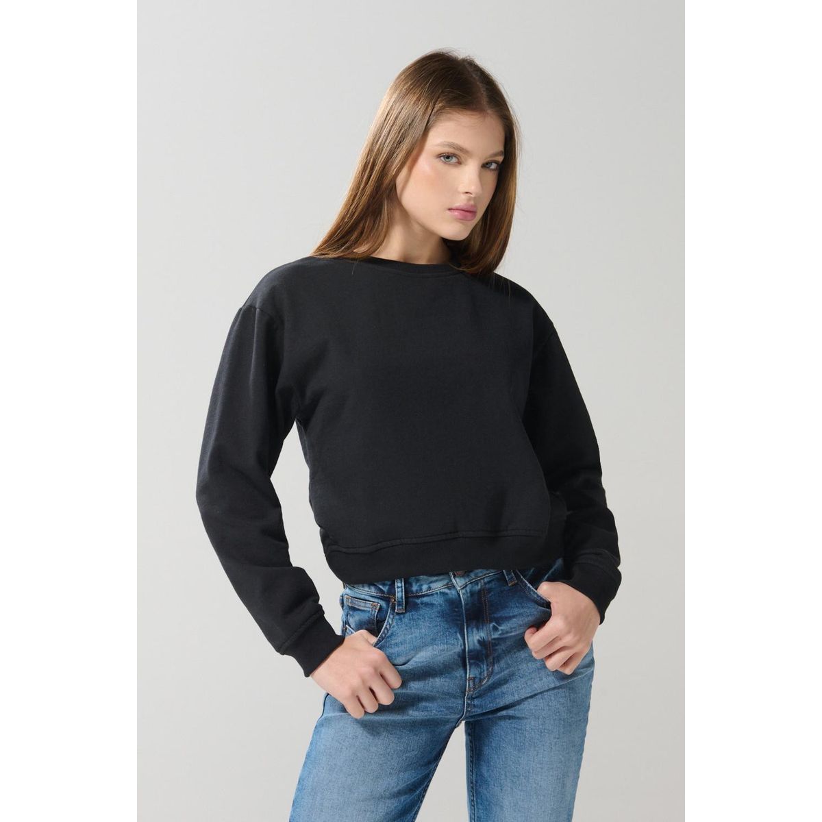 KOAJ - KOAJ Buzo cuello redondo con hombro rodado unicolor Mujer