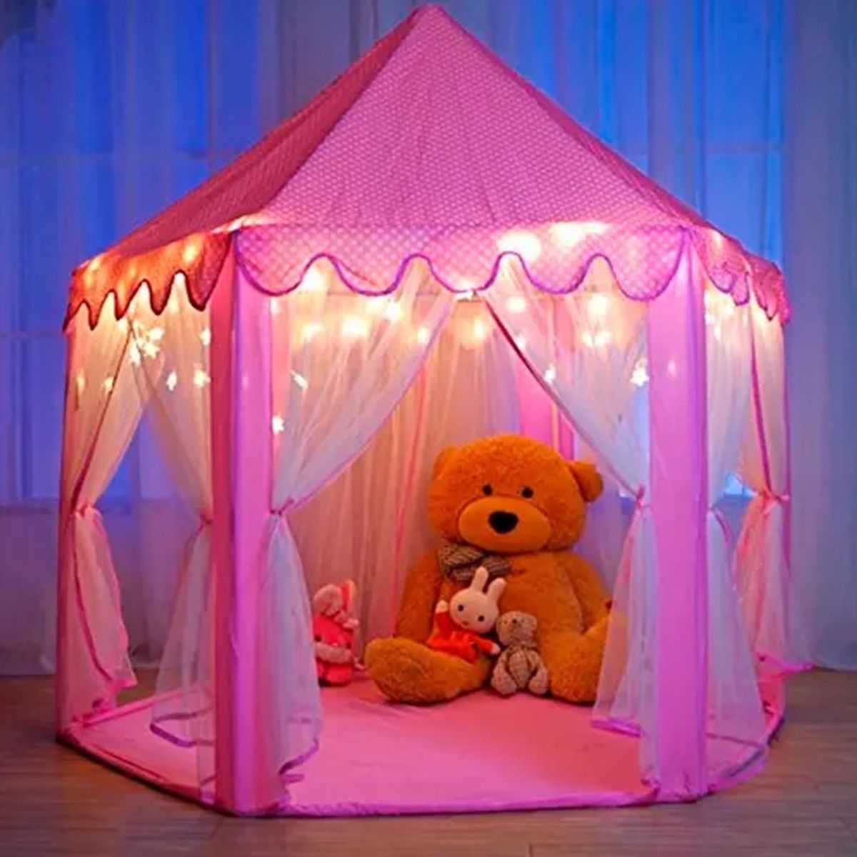 GENERICO - Carpa Castillo Princesas Grande con Luces  Regalo Perfecto Niñas