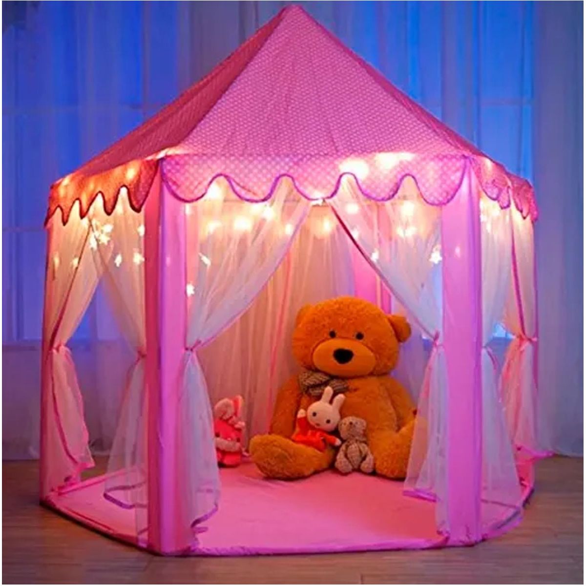 GENERICO - Carpa Castillo Princesas Grande con Luces  Regalo Perfecto Niñas