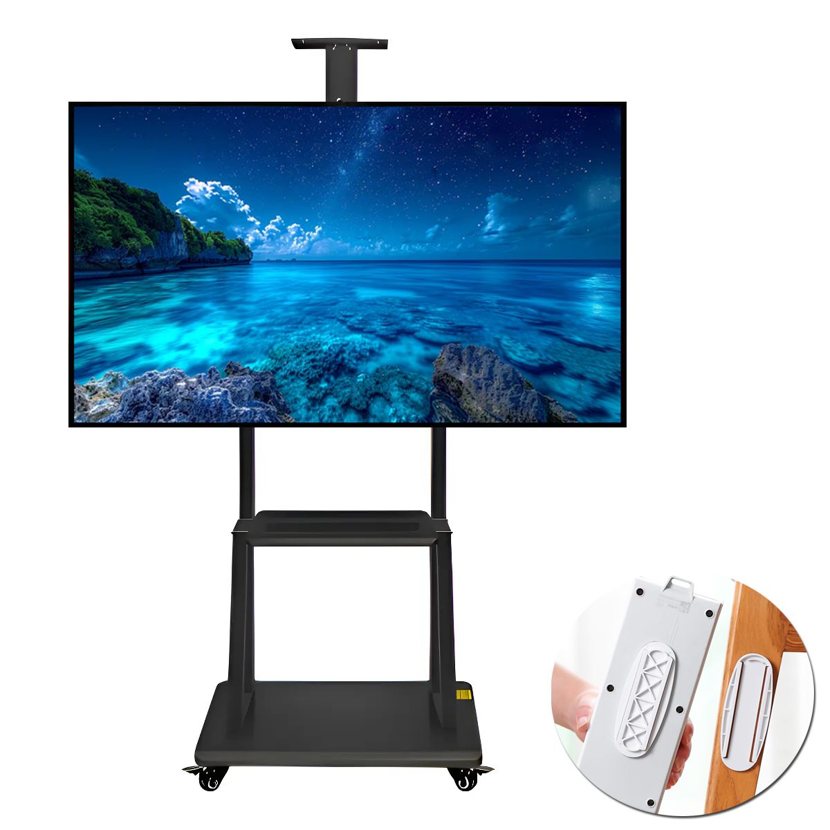 GENERICO - Soporte Base Pedestal Tv 32 60 Móvil Ruedas Ajustable 50k Negro-2