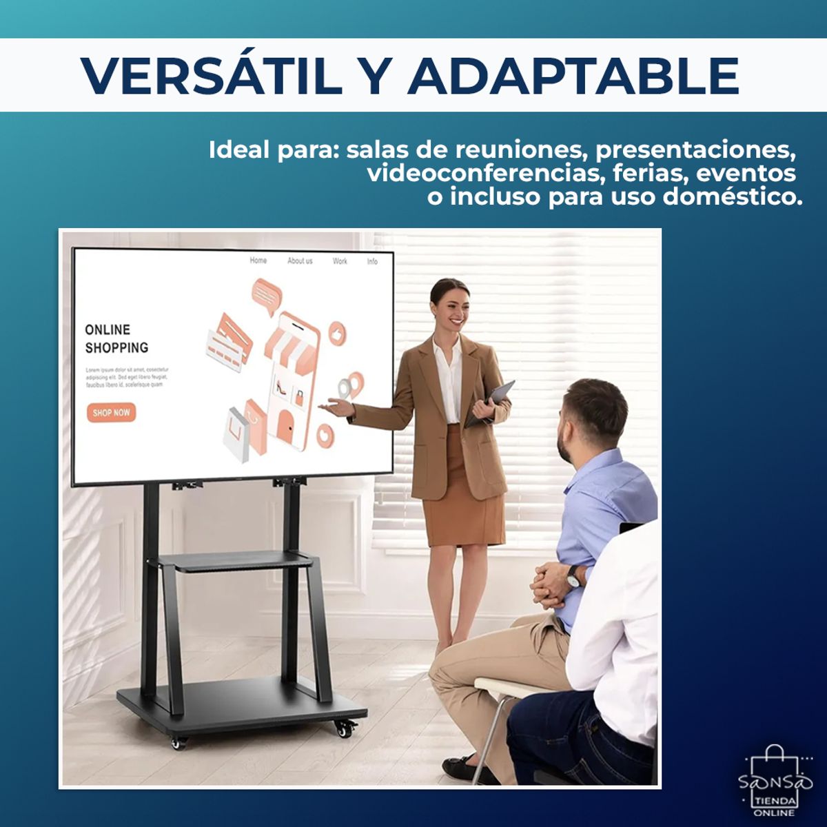 GENERICO - Soporte Base Pedestal Tv 32 60 Móvil Ruedas Ajustable 50k Negro-2