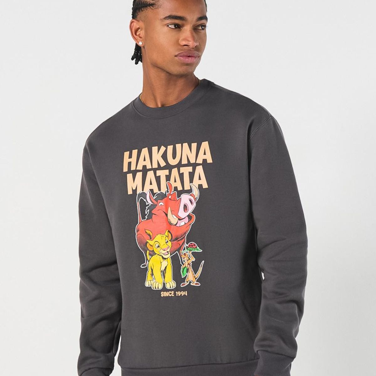 KOAJ - KOAJ Buzo gris intenso cuello redondo del Rey León Hombre