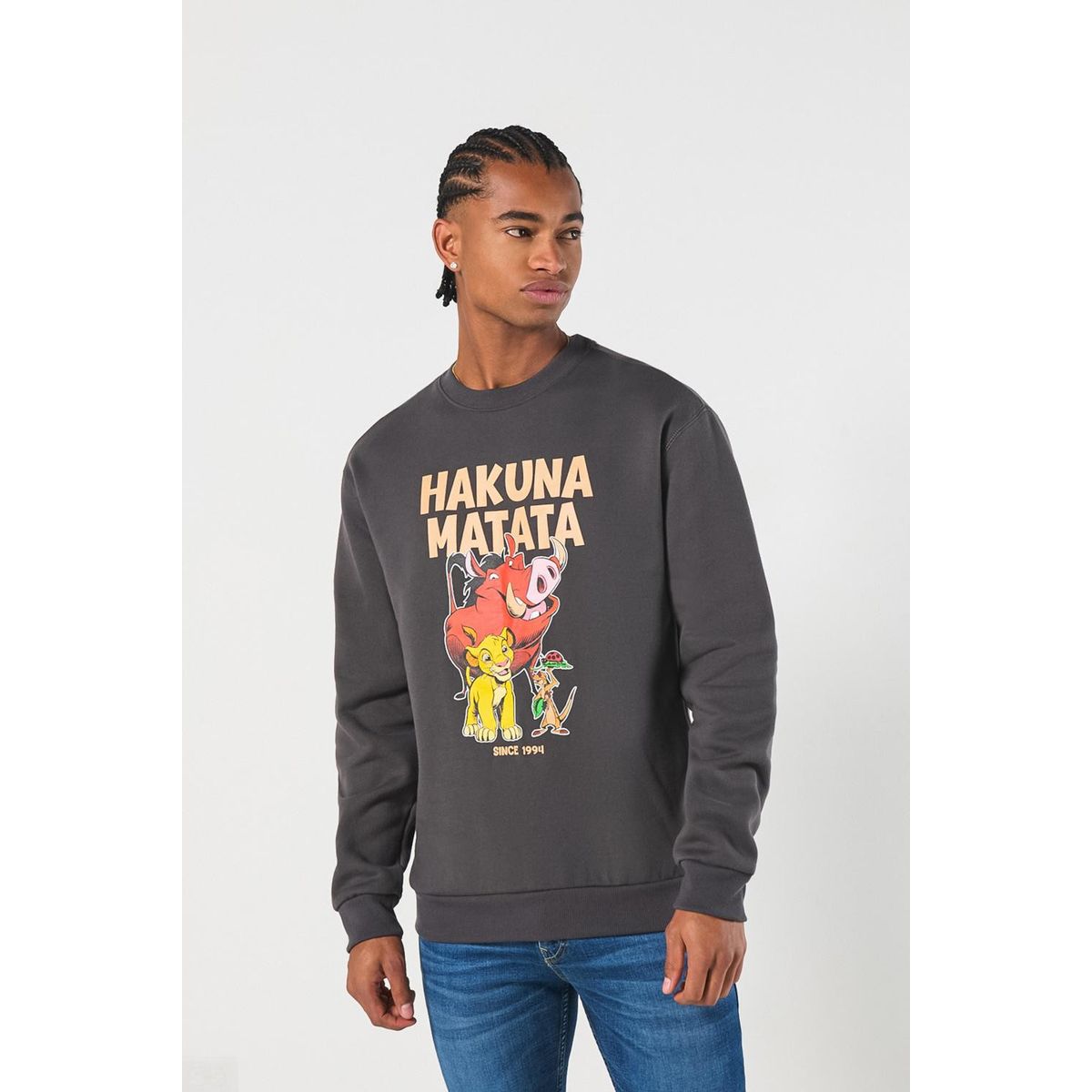 KOAJ - KOAJ Buzo gris intenso cuello redondo del Rey León Hombre