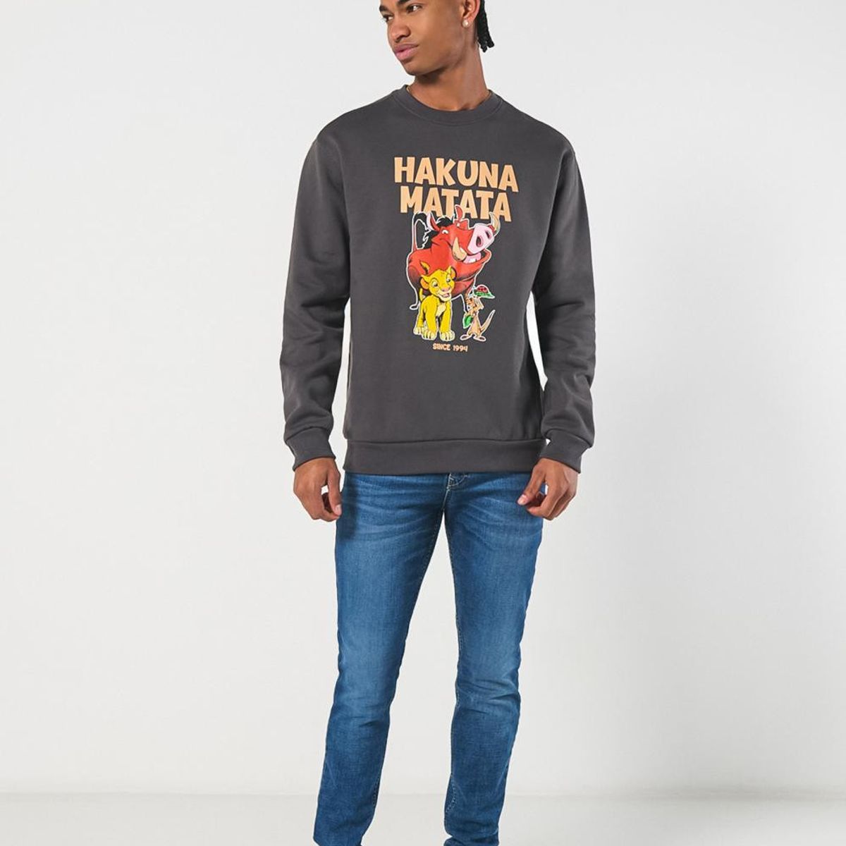 KOAJ - KOAJ Buzo gris intenso cuello redondo del Rey León Hombre