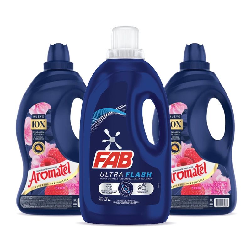 FAB - Aromatel Frambuesa 5L + Detergente Fab Ultra Liquido 3l