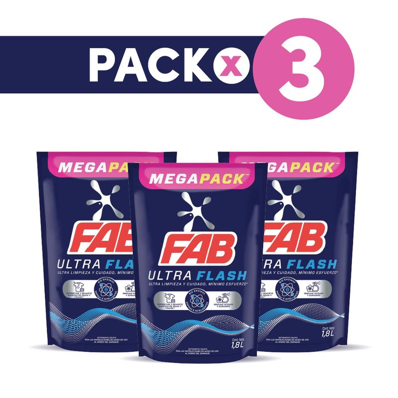 FAB - Detergente Fab Ultra Líquido 3 unidades 1.8L