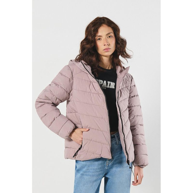 KOAJ - KOAJ Chaqueta acolchada unicolor con cuello alto y capota MUJER