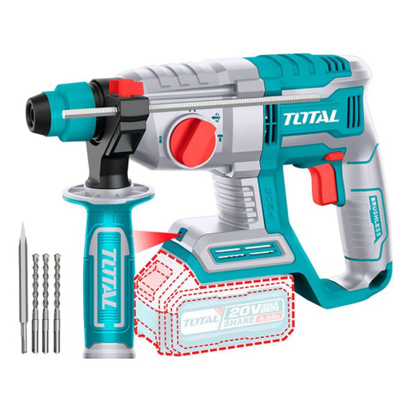 TOTAL - Taladro Rotomartillo Inalambrico sds plus 20v 20 joules industrial no incluye bat/carg