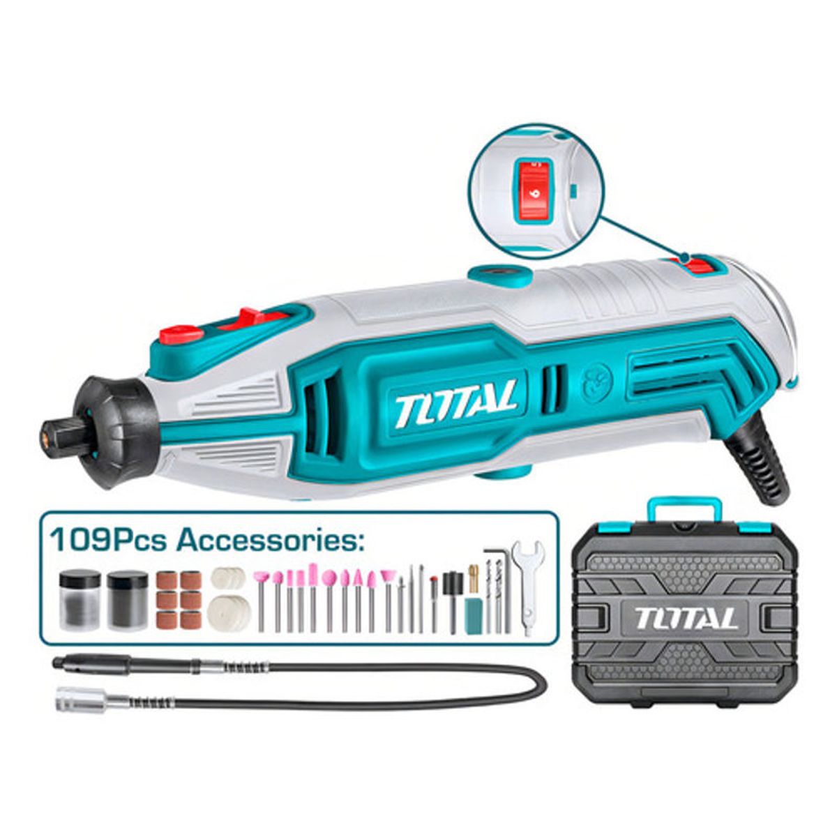 TOTAL - Moto Tool Mini 130w v/variable incluye 109 pzs total