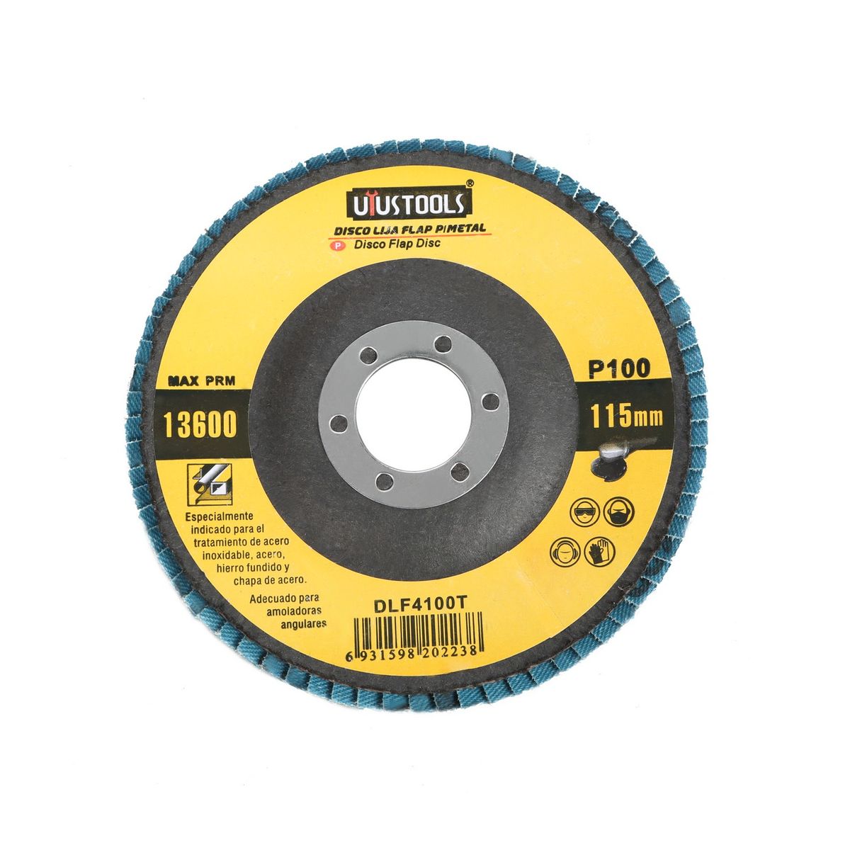 UYUSTOOLS - Disco Lija Flap Para Metal P100 115 Mm 13600 Rpm Uyustools