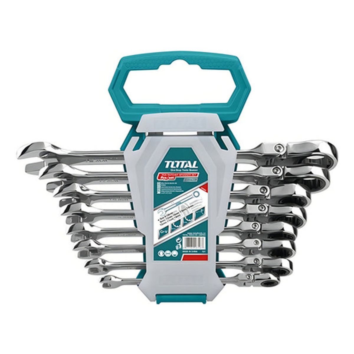 TOTAL - Llave Mixta con rache flexible 8 - 19 mm juego x 8 pzs super select total