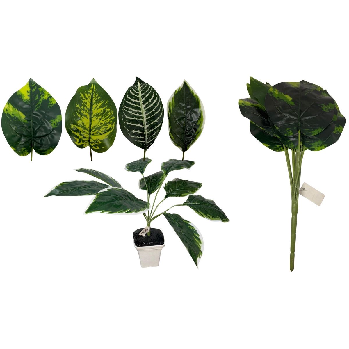 MAZUGI - Planta De Hojas Mata Verde Plástico Decoración Artificiales