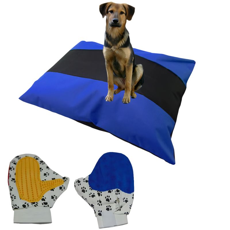 HALLY PET - Colchon Bicolor Lavable Mas Guante Azul Claro
