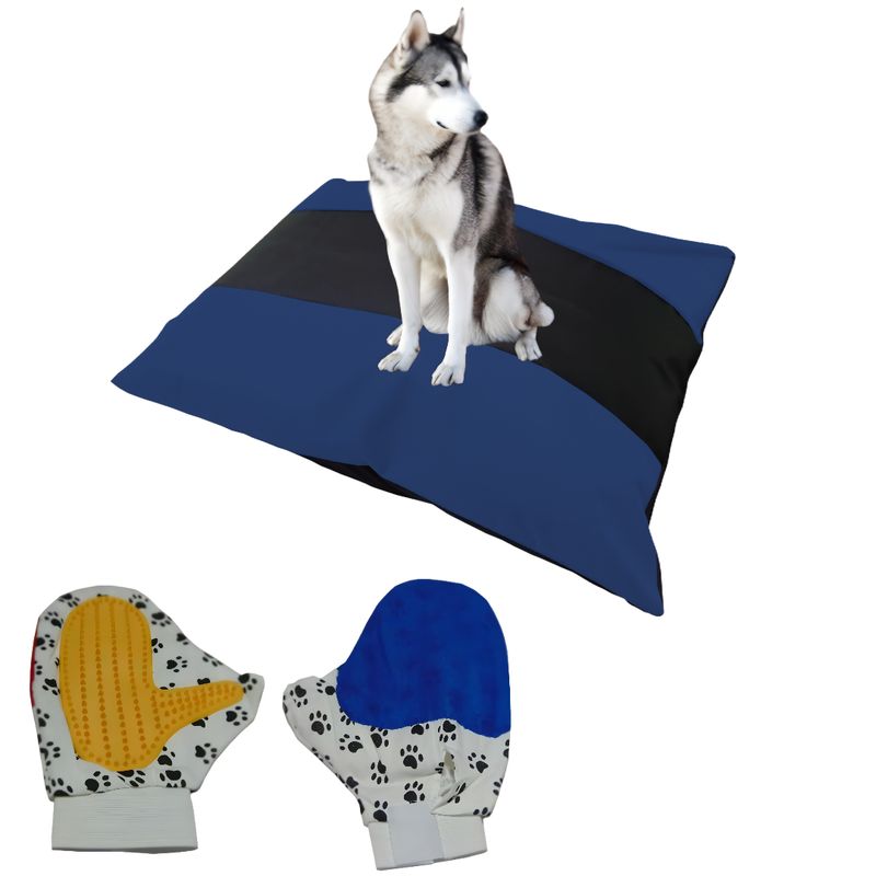 HALLY PET - Colchon Bicolor Lavable Mas Guante Azul Oscuro