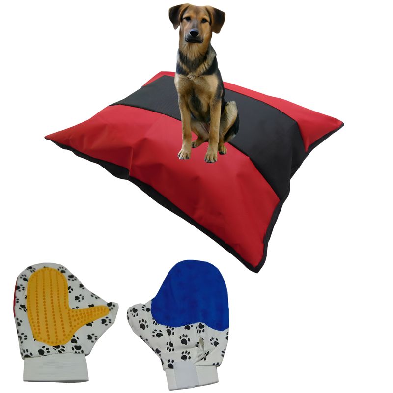 HALLY PET - Colchon Bicolor Lavable Mas Guante Rojo