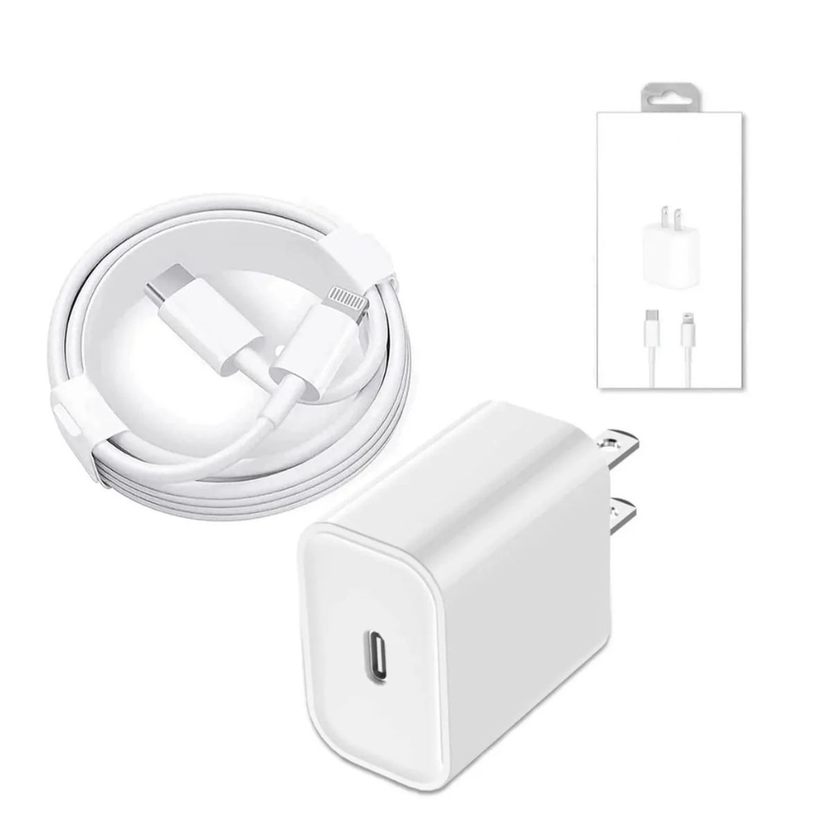 GENERICO - CARGADOR COMPATIBLE IPHONE + CABLE TIPO C - CARGA RÁPIDA 25W