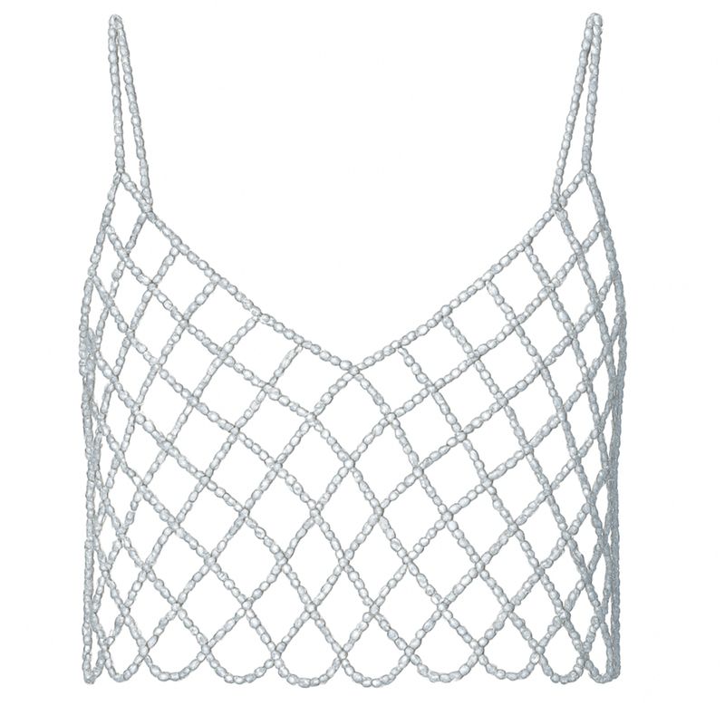 AUTORA BY MEIF RUBIO - Top Gris cristales brillantes- Bodychain para festivales