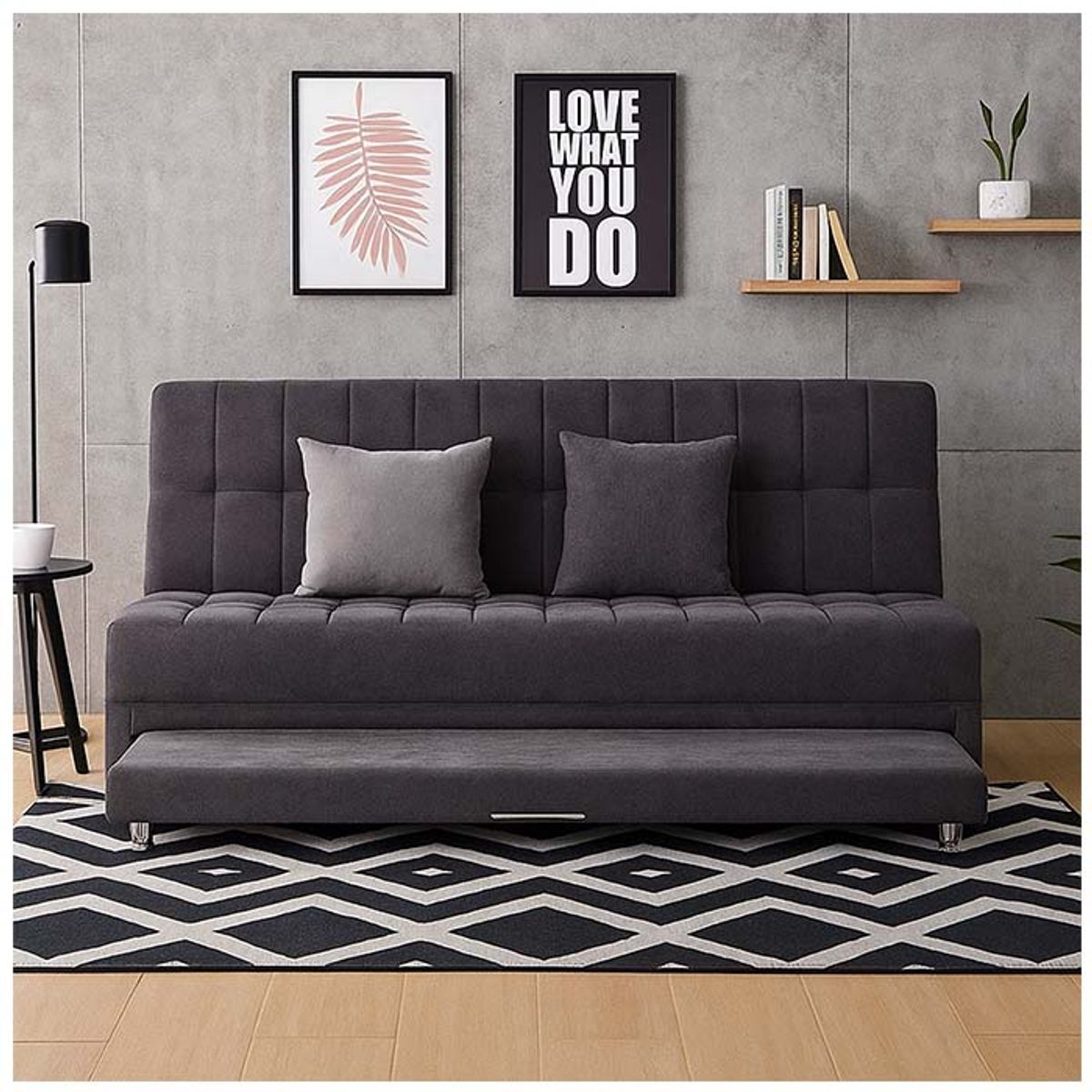 GENERICO - Sofa cama  tarima Gregor, Tela Gris Grafito