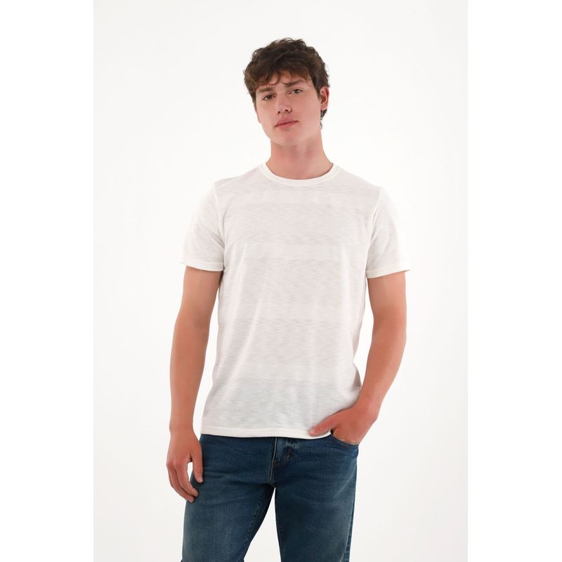 TENNIS - Camiseta básica a rayas crudo para hombre