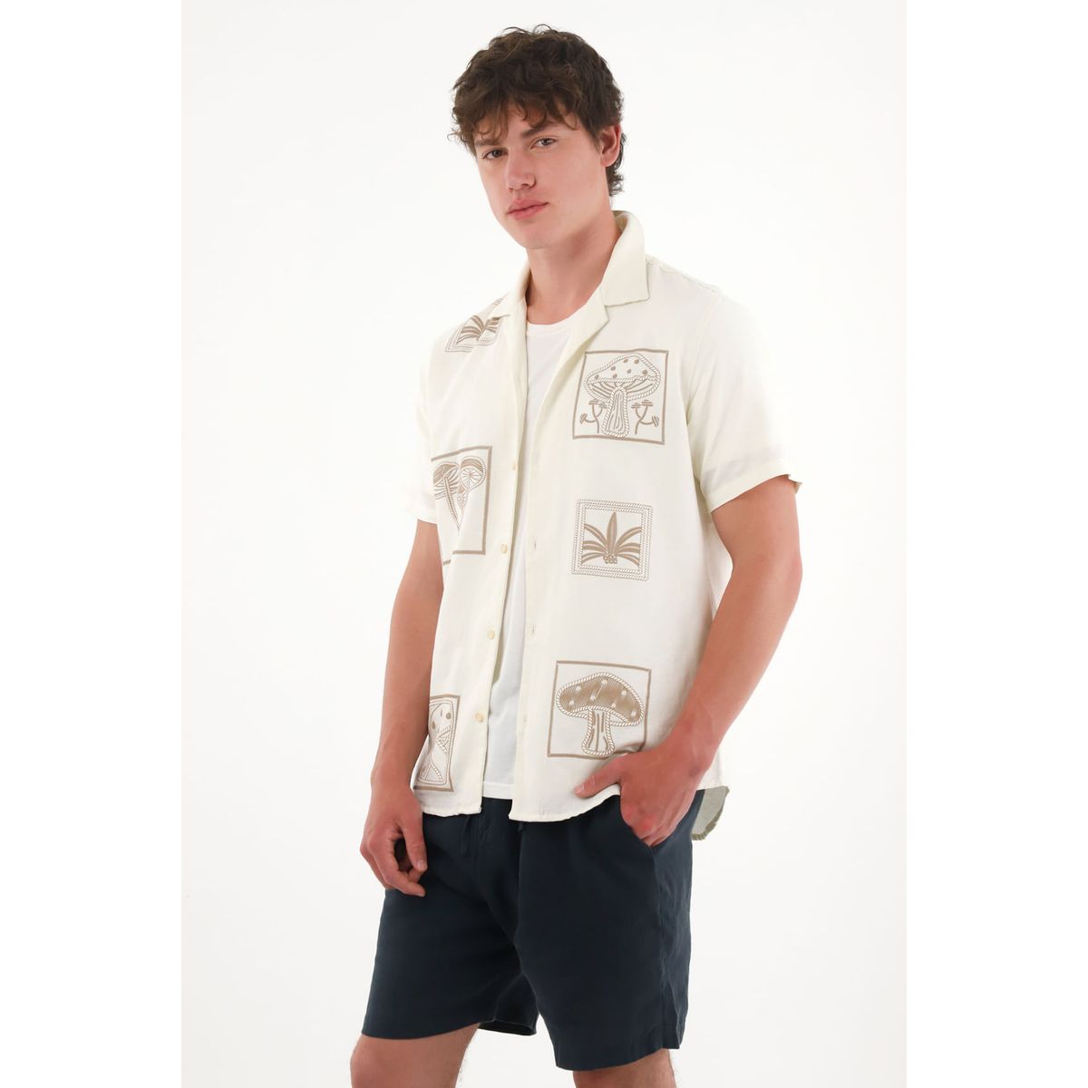 TENNIS - Camisa tipo bowling crudo para hombre