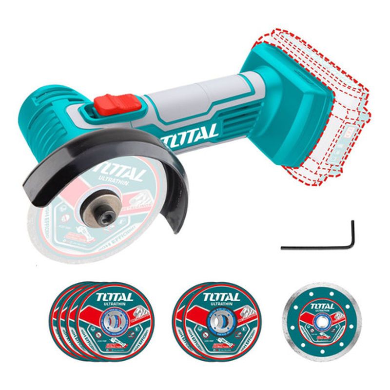 TOTAL - Mini Pulidora 3" Inalambrica 20v incluye 7 discos sin batcarg total