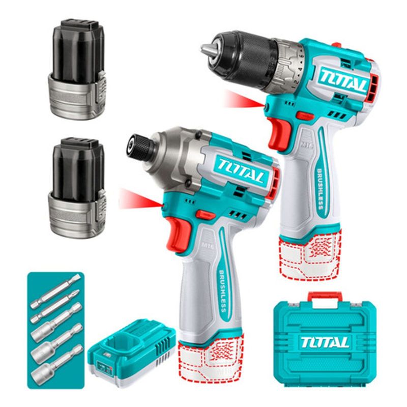 TOTAL - Atornillador De Impacto 170nm 16v + Taladro 12  60nm Total