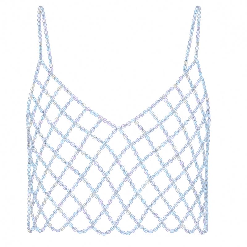 AUTORA BY MEIF RUBIO - Top Translucent  con cristales brillantes- Bodychain para festivales