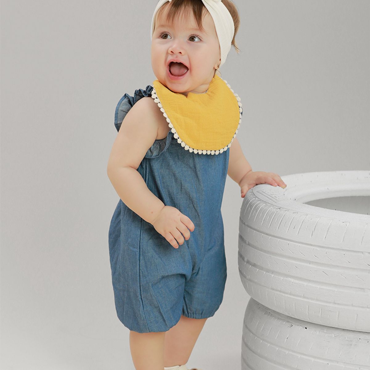 BABY SAMUU - Enterizo Volantes Denim Luna