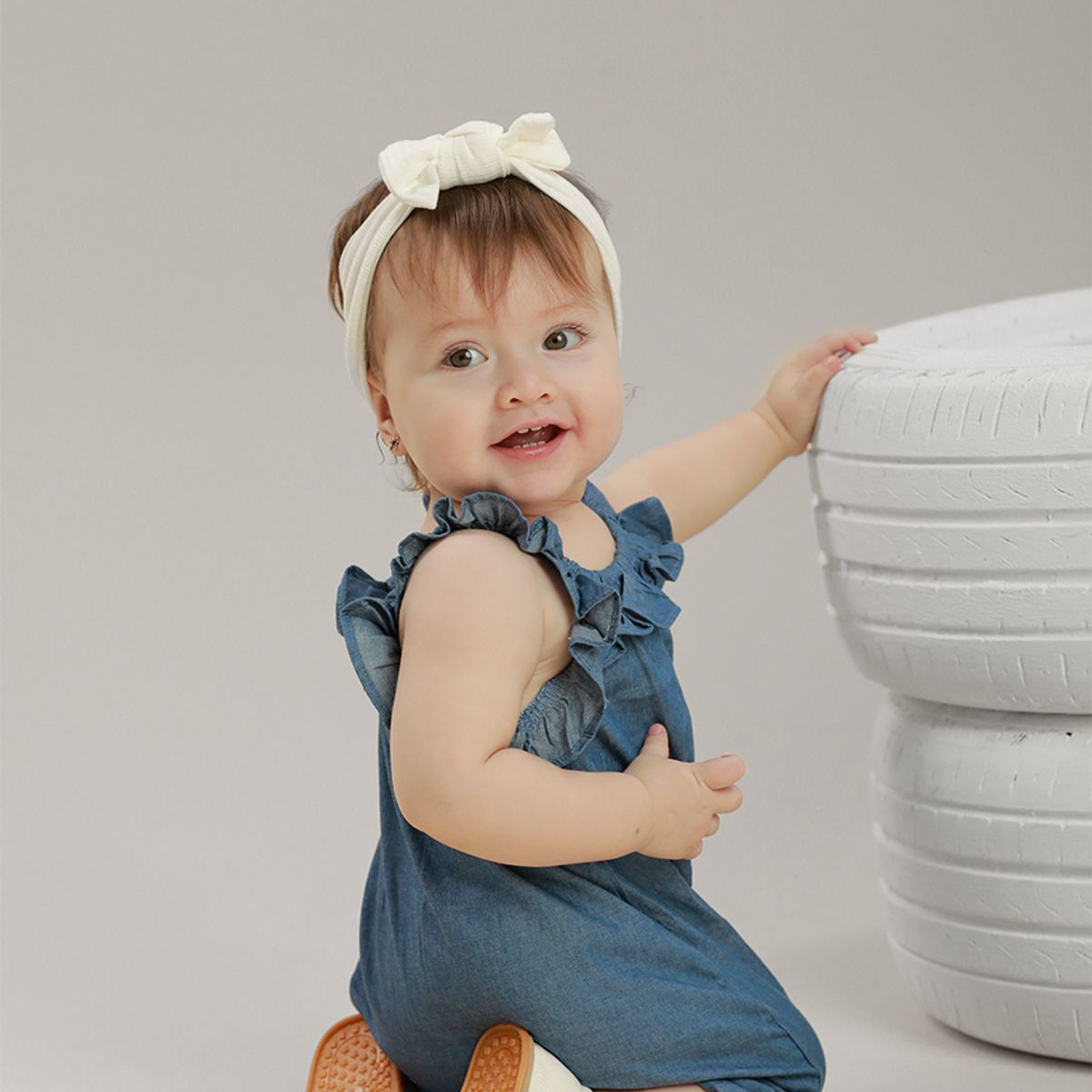 BABY SAMUU - Enterizo Volantes Denim Luna