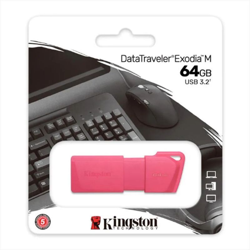 KINGSTON - MEMORIA USB KINGSTON DATATRAVELER 3.2 DTX M 64GB NEON ROSADO